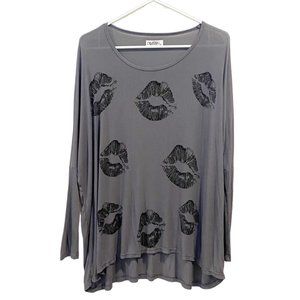 Lauren Moshi Lips Rayon Blend Scoop Neck Top Size Small